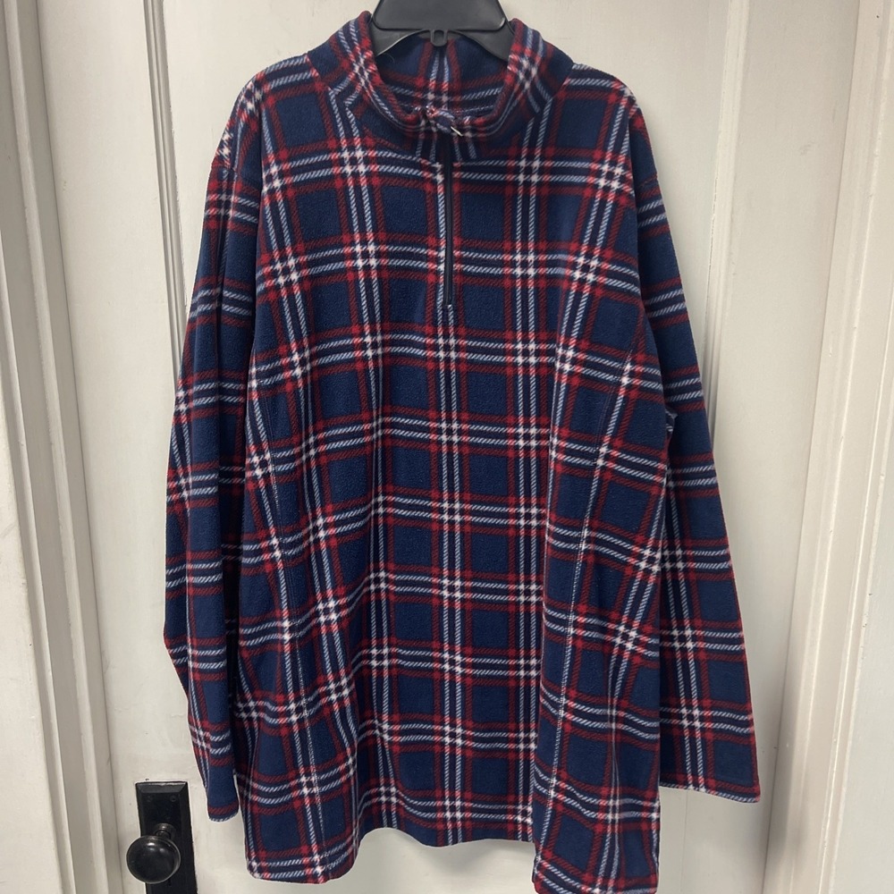 Woman Within Fleece Plaid Size 2X Pullover Half Zip